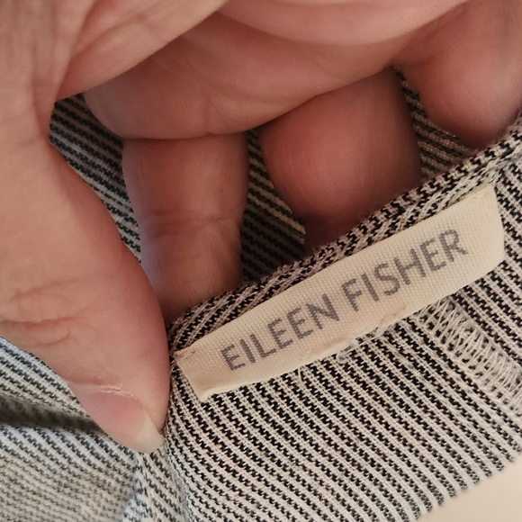 Eileen Fisher Free Size Linen Cotton Gray Short Sleeve Dress With Pockets - Picture 7 of 7